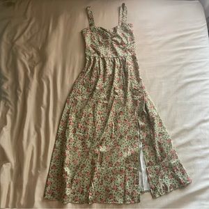 Cider Green Floral Midi Dress